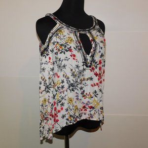 BKE Boutique Cold Shoulder Floral Top